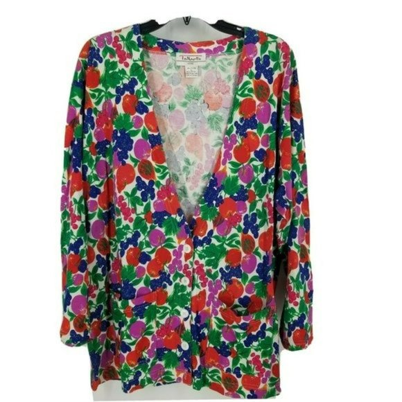 Talbots Floral Cardigan - Red, Green, Purple - Picture 1 of 11